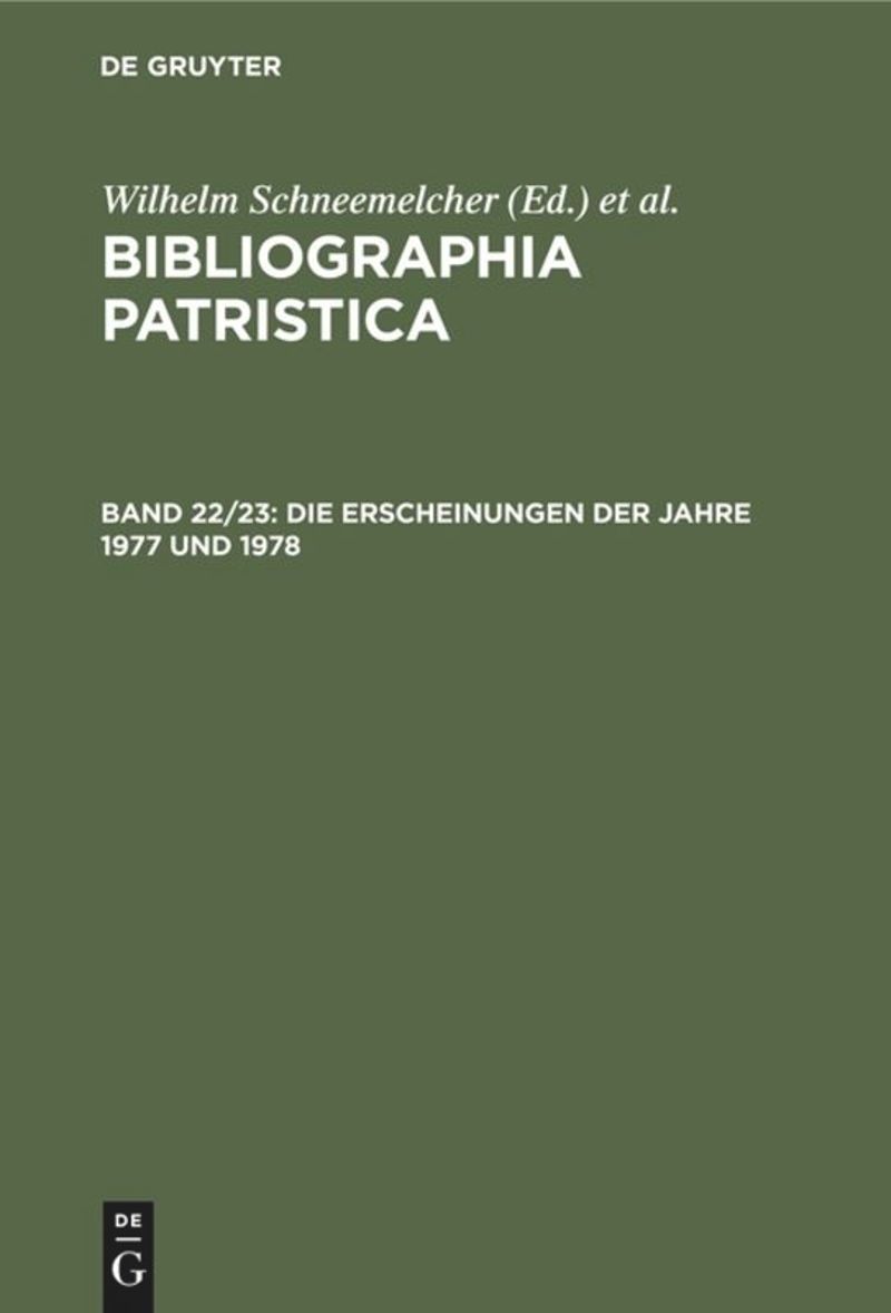 book: Band 22/23 Die Erscheinungen der Jahre 1977 und 1978