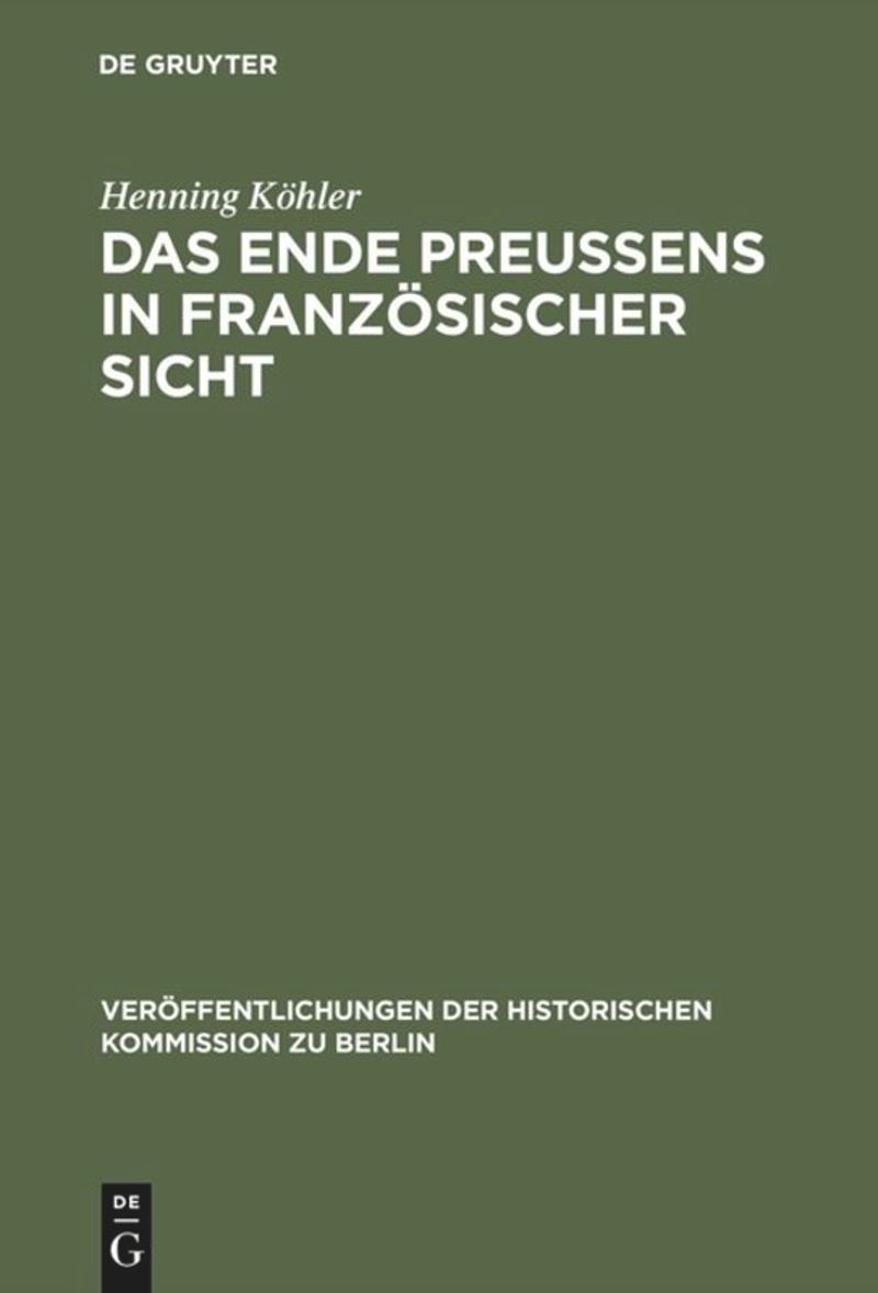 book: Das Ende Preußens in französischer Sicht