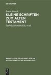 book: Kleine Schriften zum Alten Testament