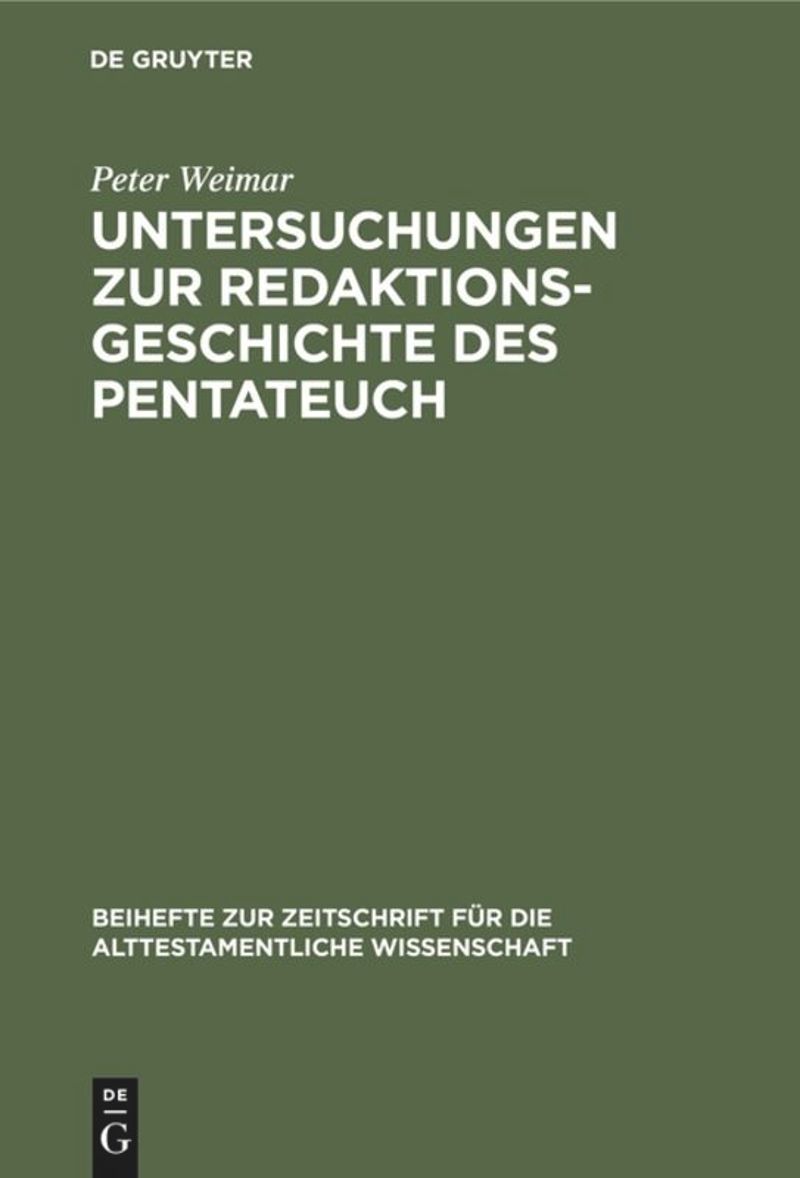 book: Untersuchungen zur Redaktionsgeschichte des Pentateuch