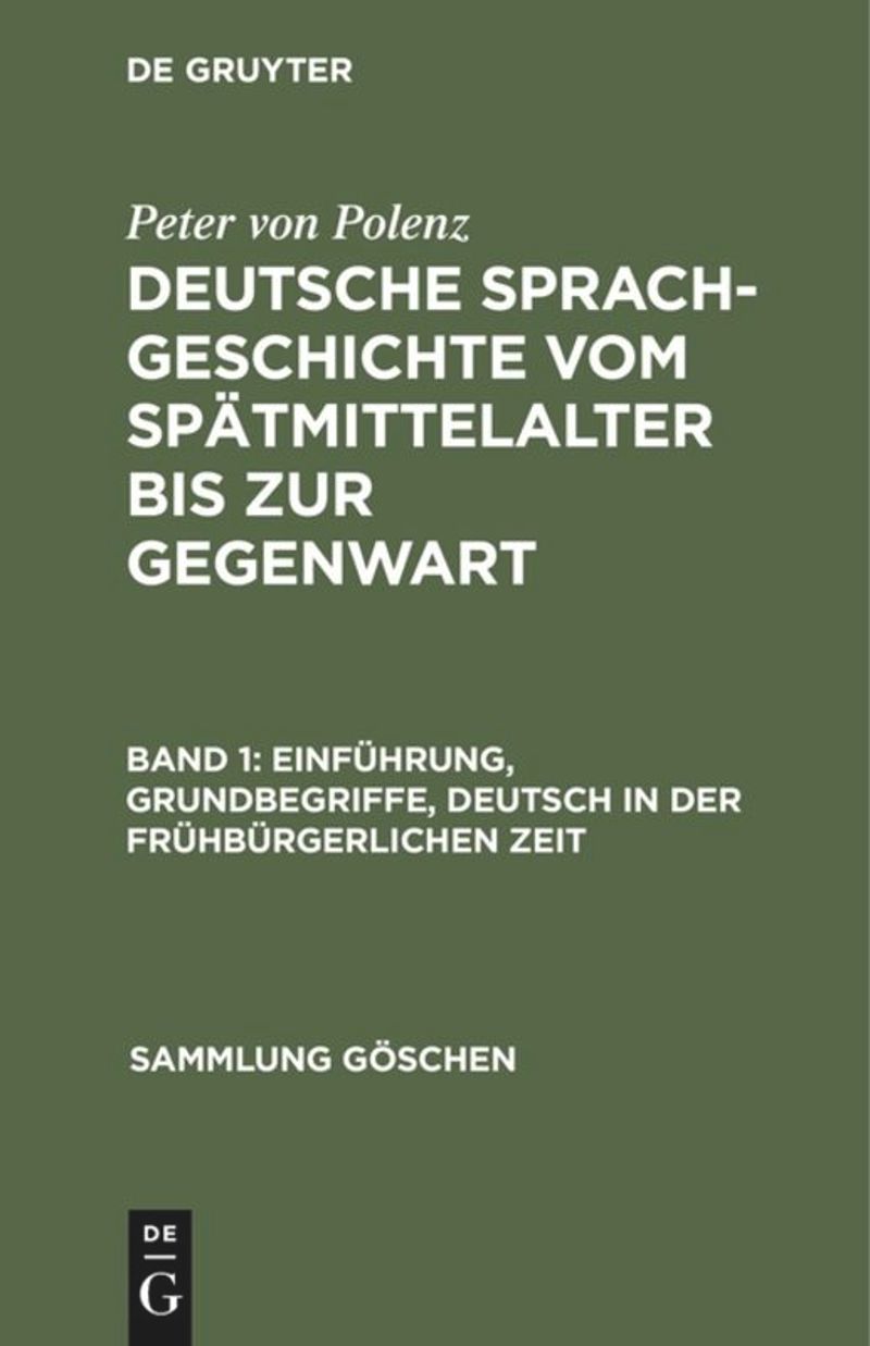 book: Band 1 Einführung, Grundbegriffe, Deutsch in der frühbürgerlichen Zeit
