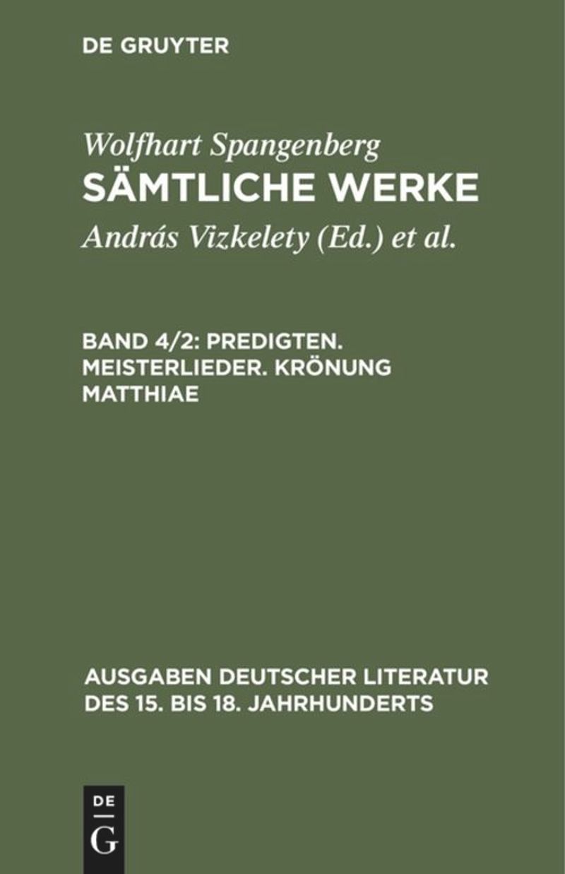 book: Band 4/2 Predigten. Meisterlieder. Krönung Matthiae