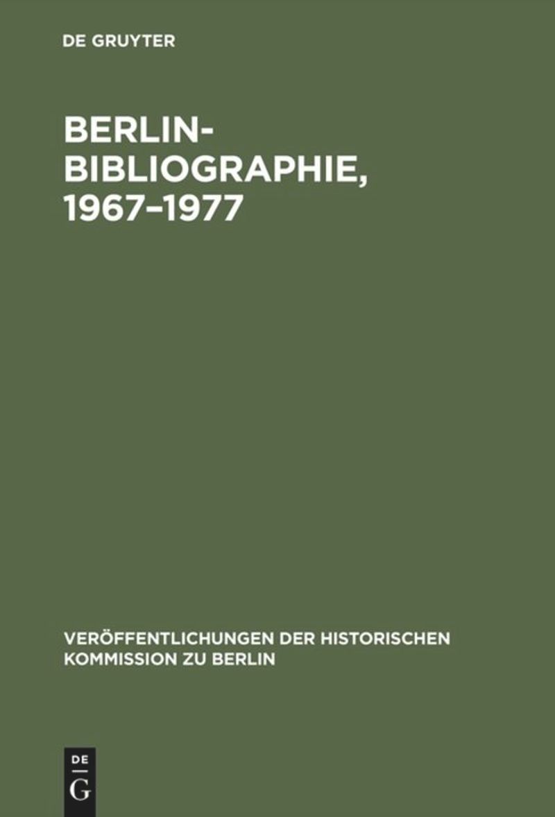 book: Berlin-Bibliographie, 1967–1977