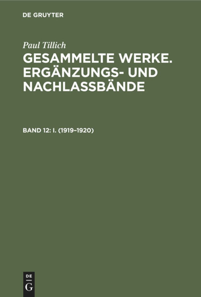 book: Band 12 I. (1919–1920)