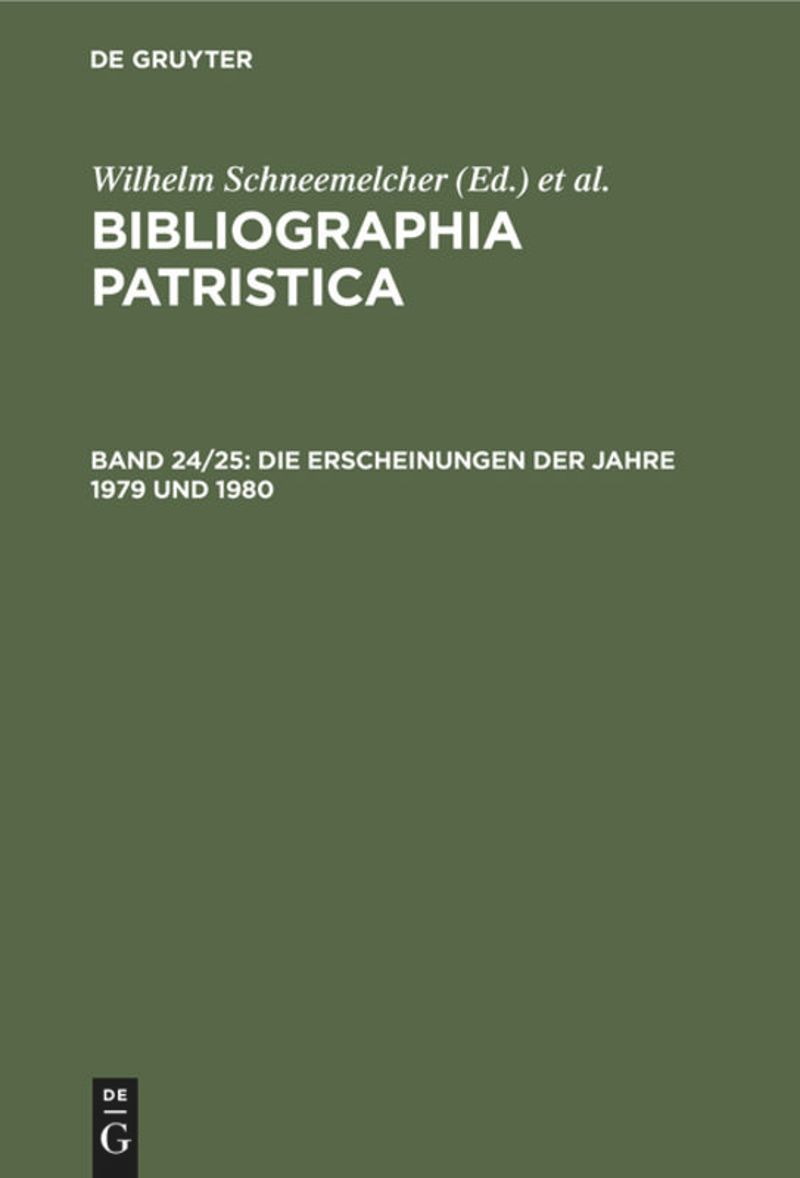book: Band 24/25 Die Erscheinungen der Jahre 1979 und 1980