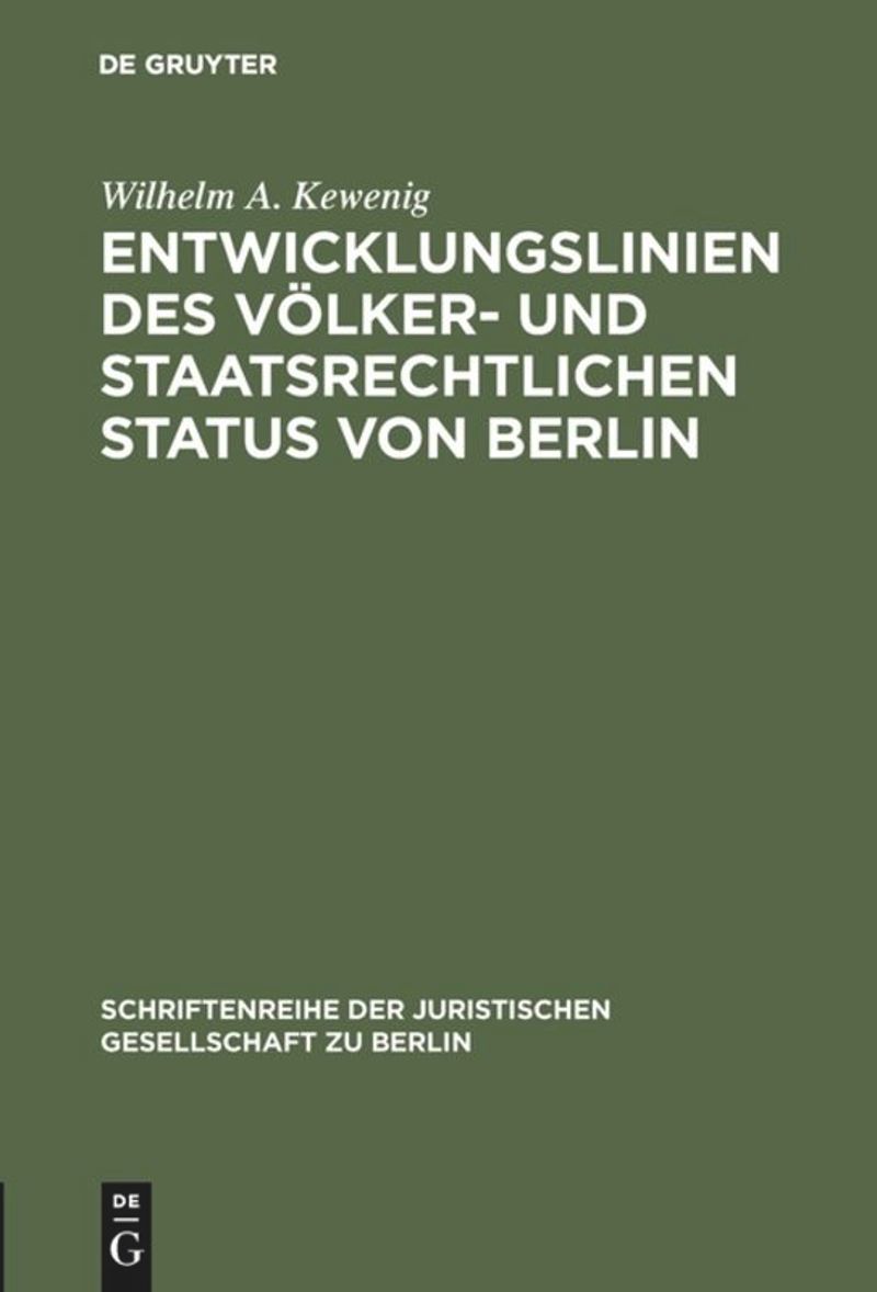 book: Entwicklungslinien des völker- und staatsrechtlichen Status von Berlin
