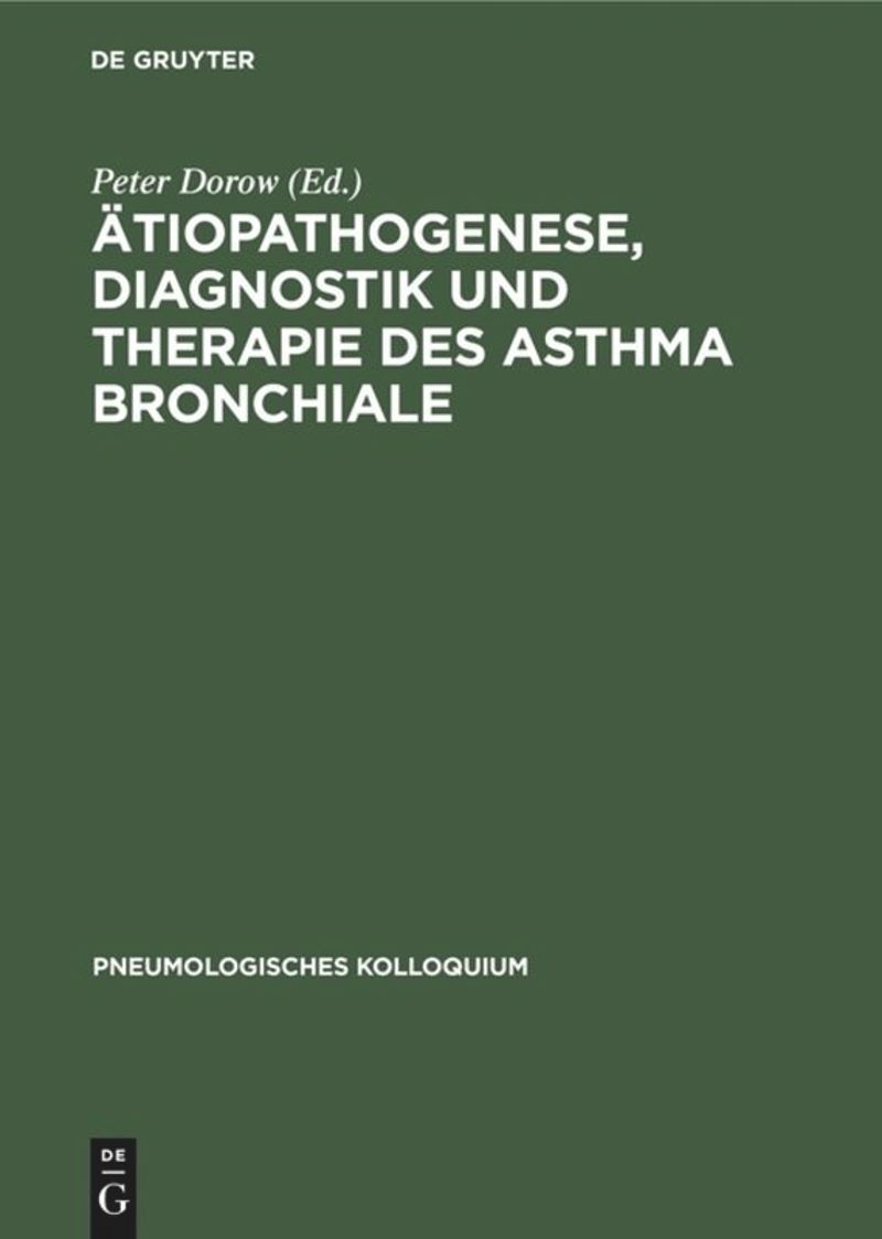 book: Ätiopathogenese, Diagnostik und Therapie des Asthma bronchiale