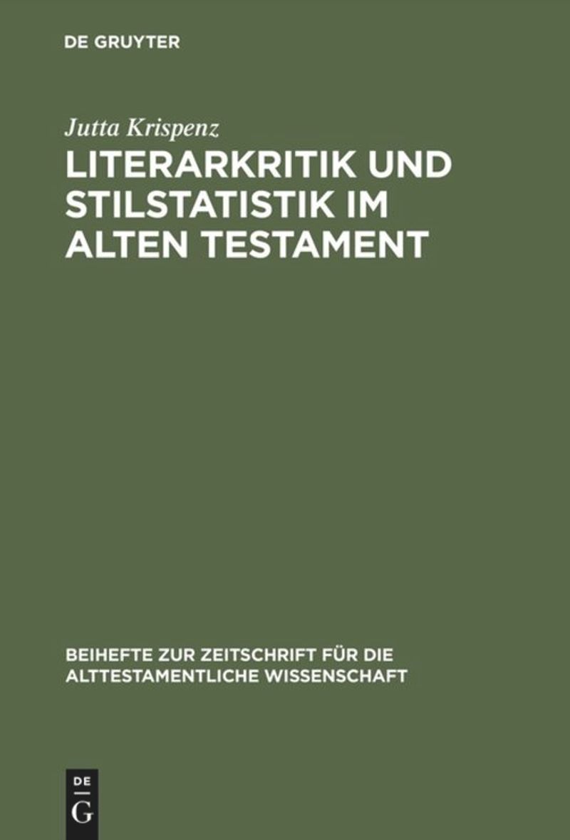 book: Literarkritik und Stilstatistik im Alten Testament