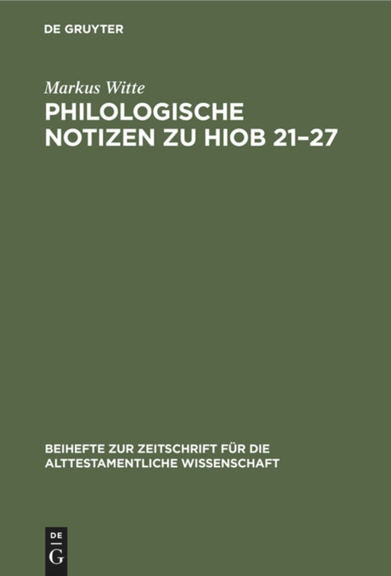 book: Philologische Notizen zu Hiob 21–27