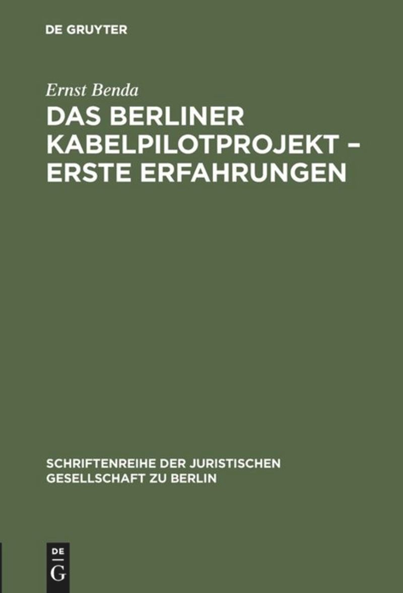 book: Das Berliner Kabelpilotprojekt – erste Erfahrungen