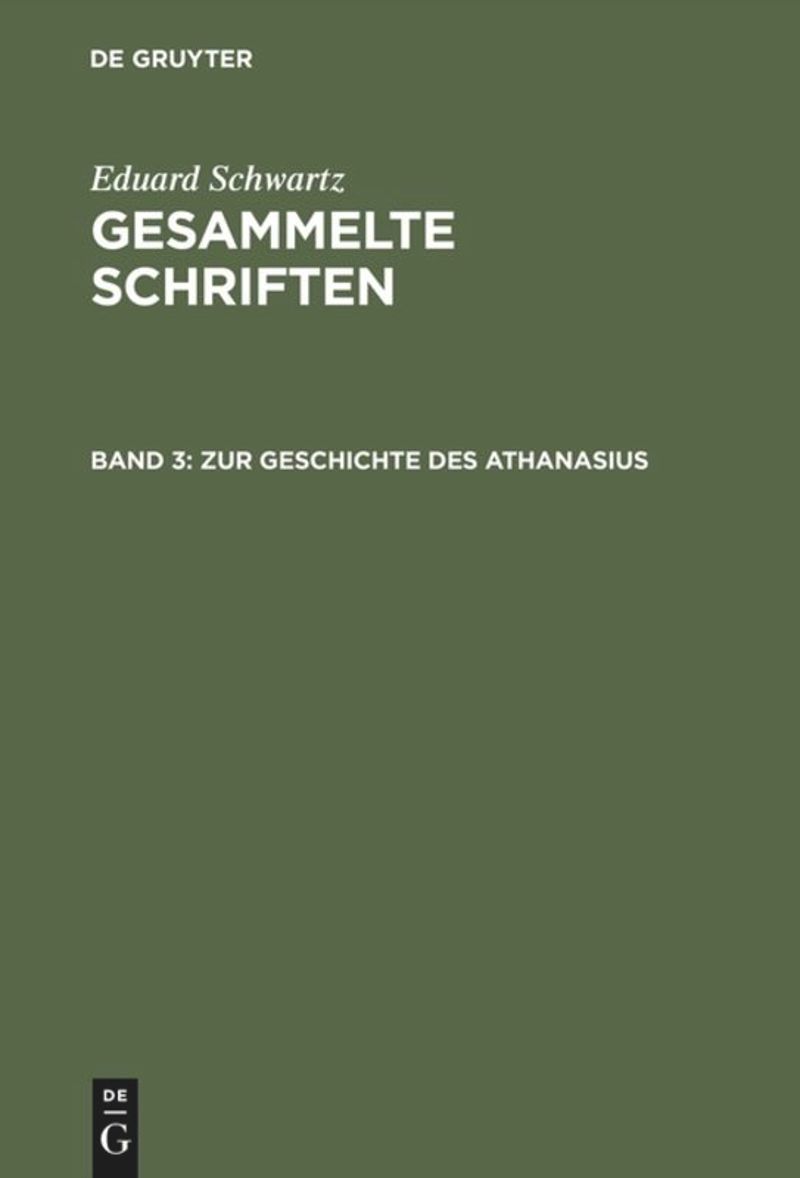book: Band 3 Zur Geschichte des Athanasius