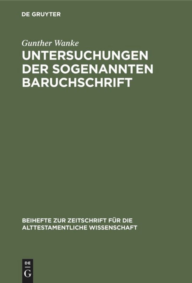 book: Untersuchungen der sogenannten Baruchschrift