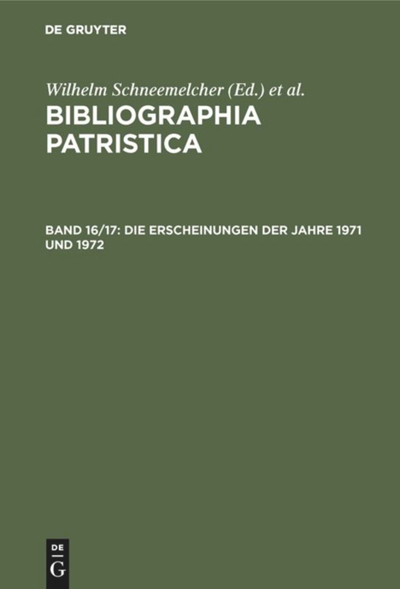 book: Band 16/17 Die Erscheinungen der Jahre 1971 und 1972