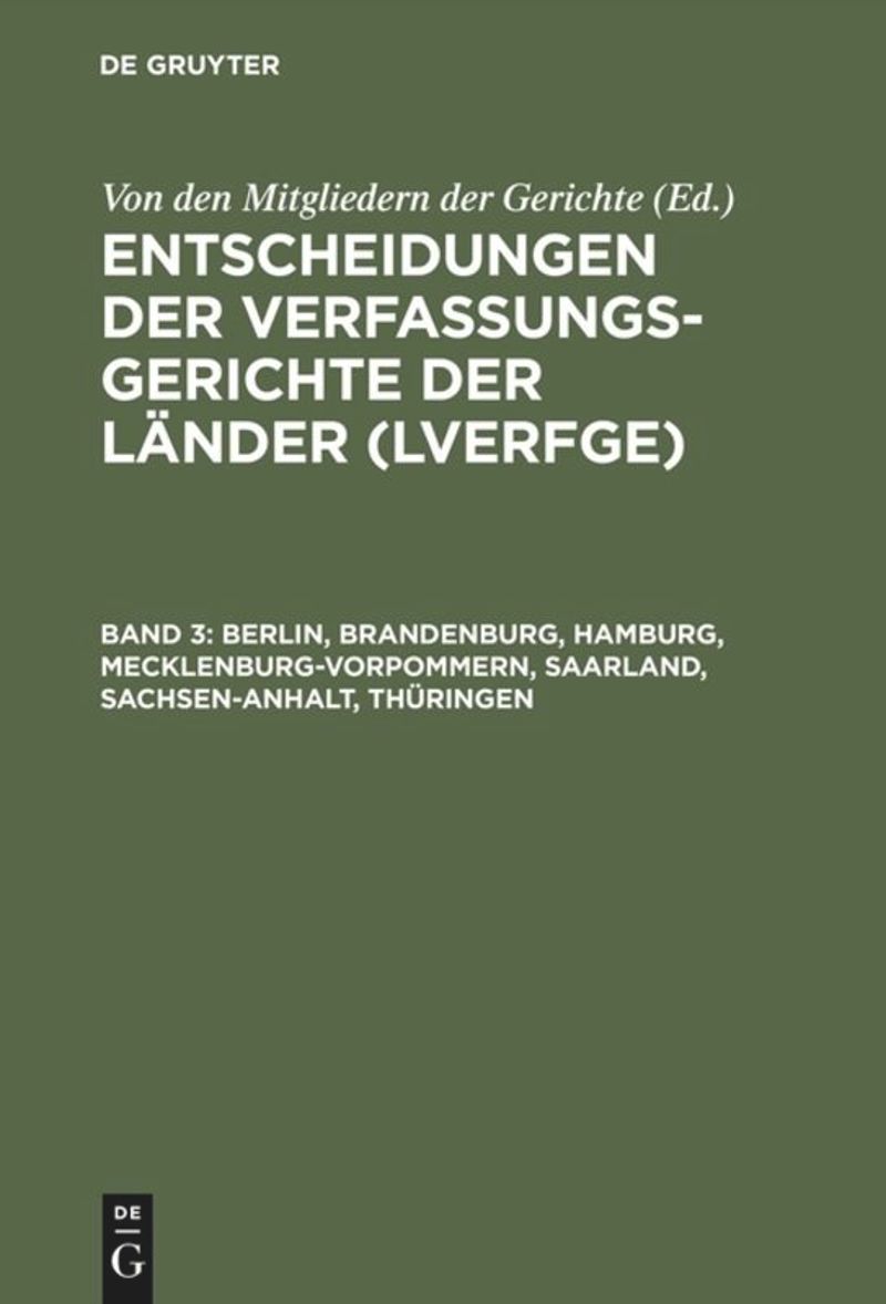 book: Band 3 Berlin, Brandenburg, Hamburg, Mecklenburg-Vorpommern, Saarland, Sachsen-Anhalt, Thüringen