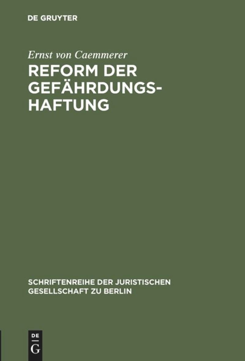 book: Reform der Gefährdungshaftung