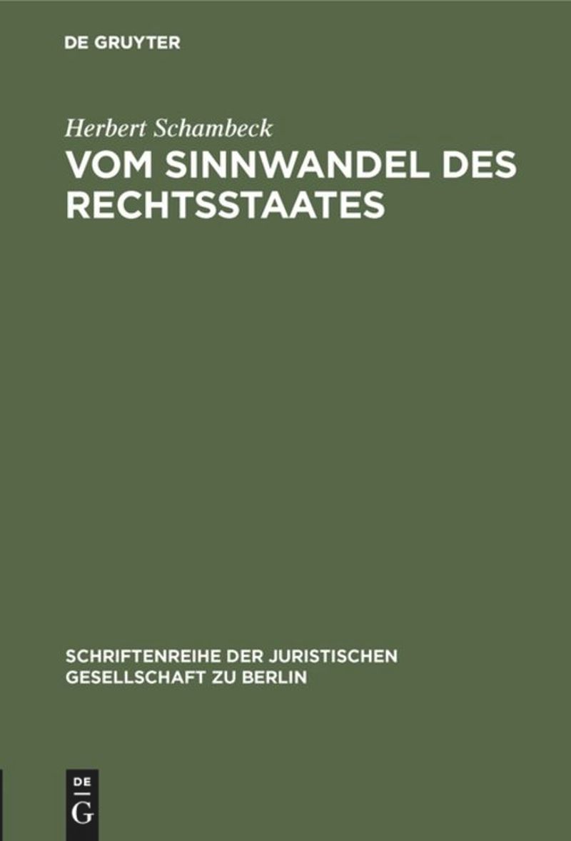 book: Vom Sinnwandel des Rechtsstaates