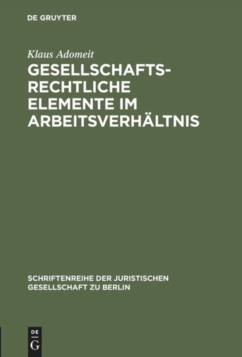 book: Gesellschaftsrechtliche Elemente im Arbeitsverhältnis