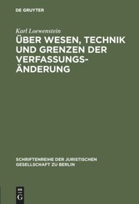 book: Über Wesen, Technik und Grenzen der Verfassungsänderung