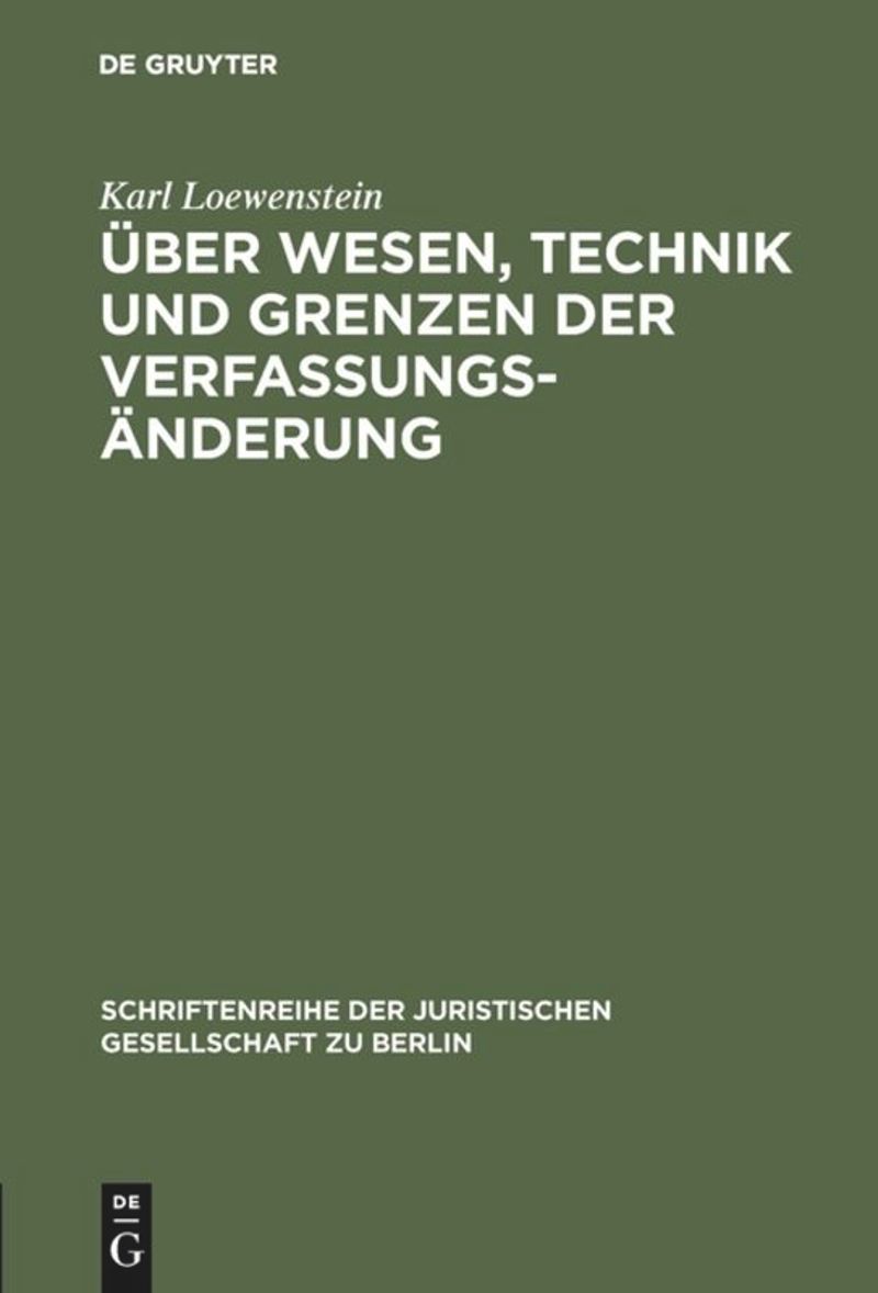book: Über Wesen, Technik und Grenzen der Verfassungsänderung