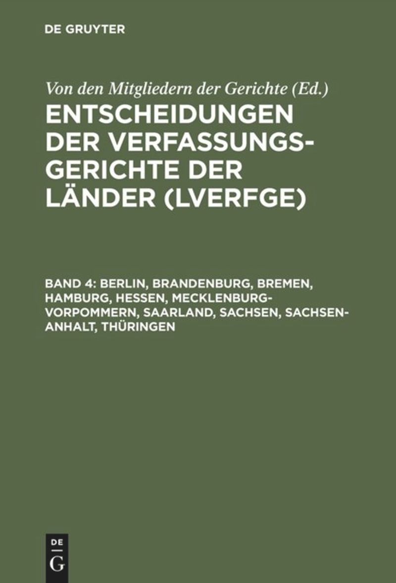 book: Band 4 Berlin, Brandenburg, Bremen, Hamburg, Hessen, Mecklenburg-Vorpommern, Saarland, Sachsen, Sachsen-Anhalt, Thüringen