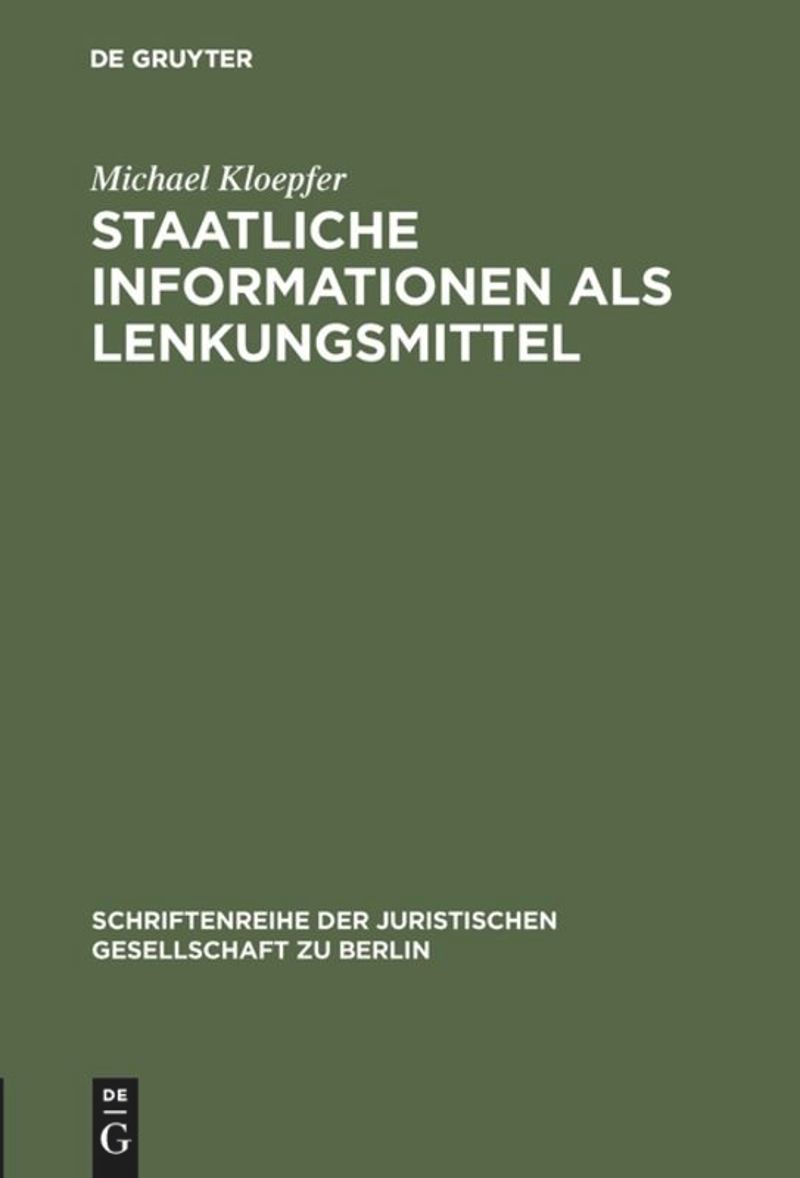 book: Staatliche Informationen als Lenkungsmittel