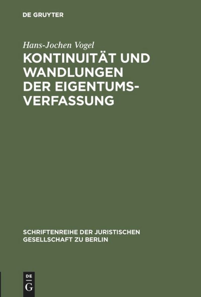 book: Kontinuität und Wandlungen der Eigentumsverfassung