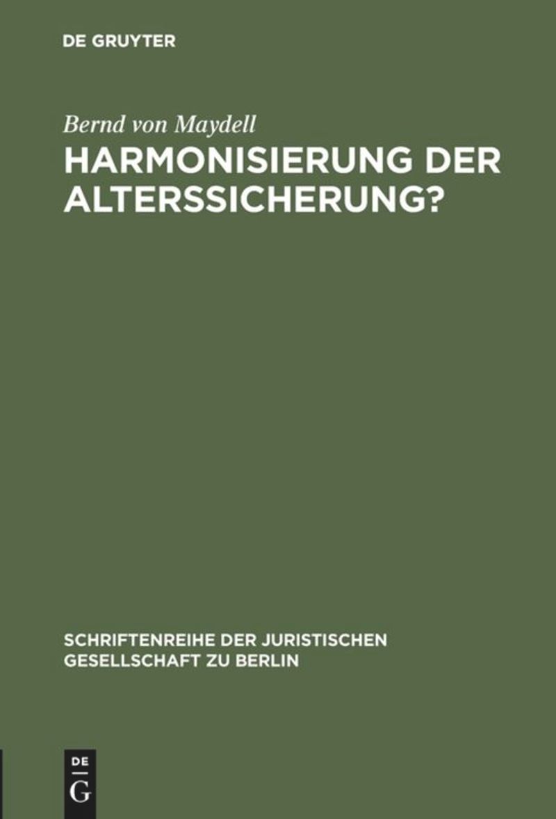 book: Harmonisierung der Alterssicherung?
