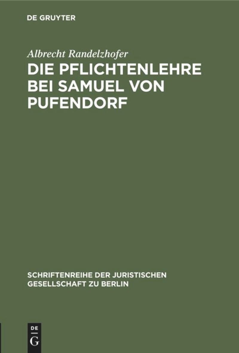 book: Die Pflichtenlehre bei Samuel von Pufendorf