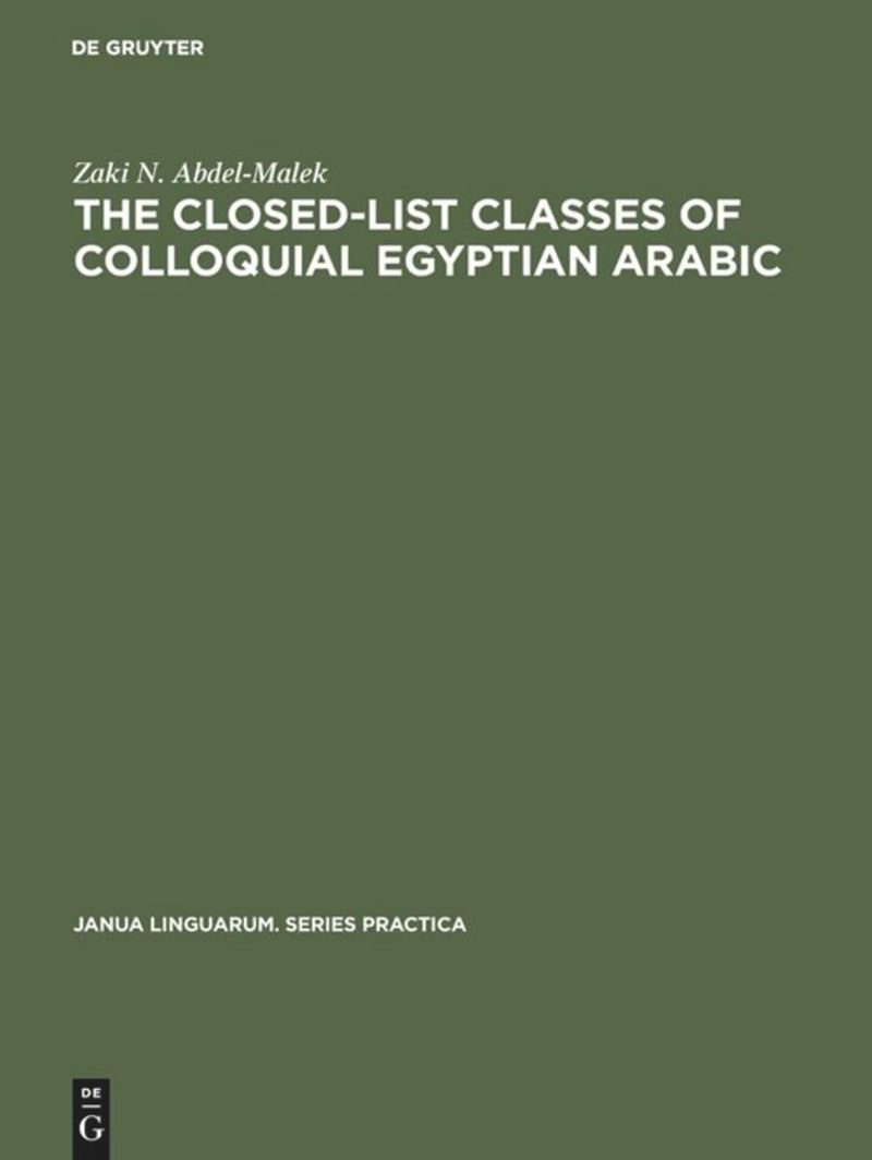 book: The Closed-List Classes of Colloquial Egyptian Arabic