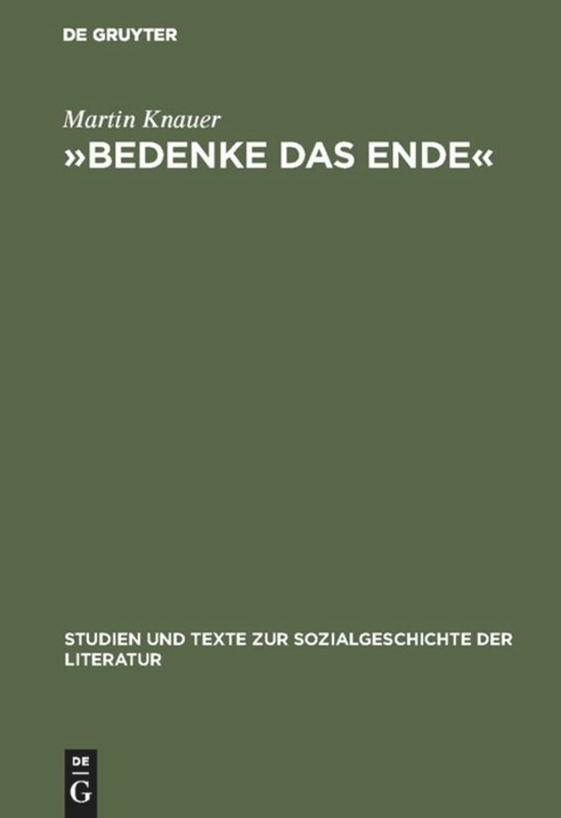 book: »Bedenke das Ende«
