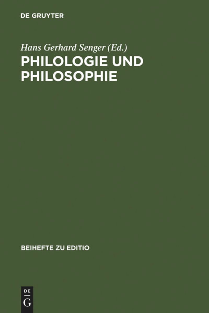book: Philologie und Philosophie