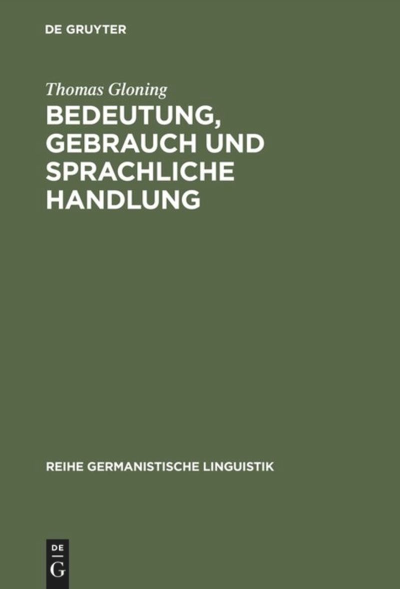 book: Bedeutung, Gebrauch und sprachliche Handlung