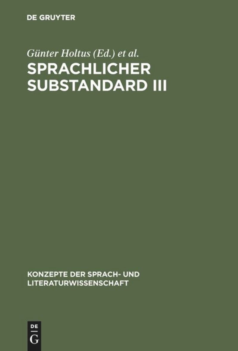 book: Sprachlicher Substandard III
