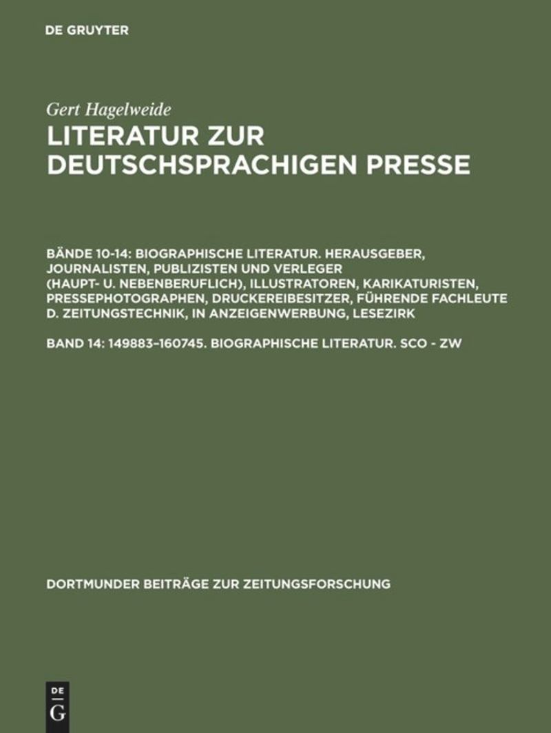 book: Band 14 149883–160745. Biographische Literatur. Sco - Zw