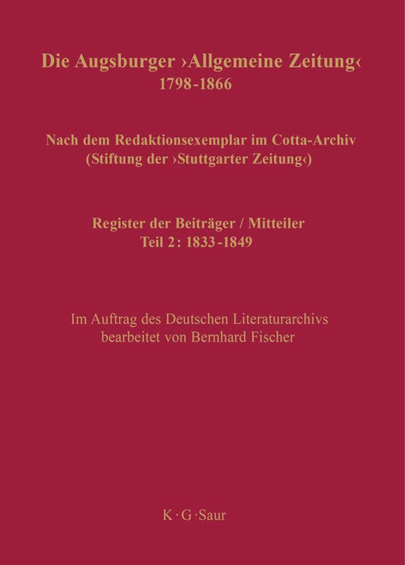 book: Begleitband Register der Beiträger / Mitteiler