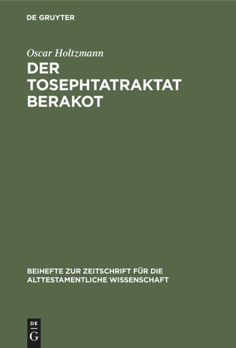 book: Der Tosephtatraktat Berakot