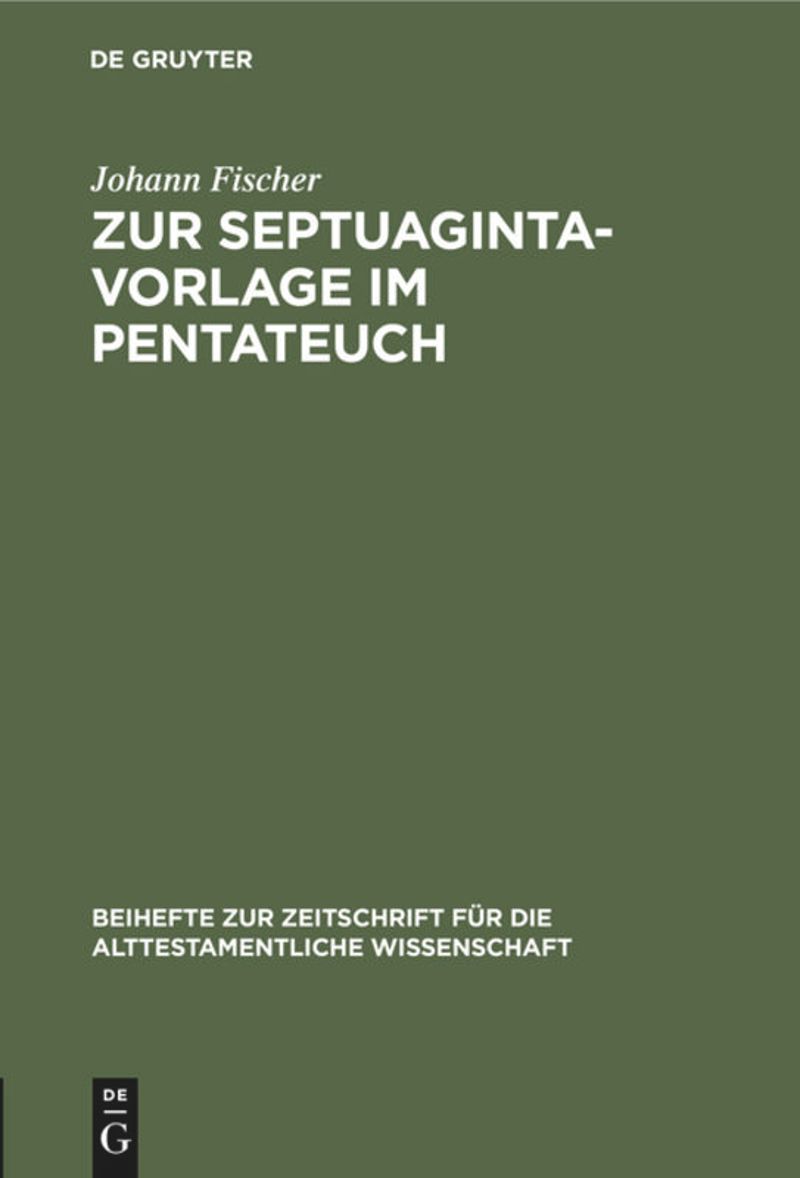 book: Zur Septuaginta-Vorlage im Pentateuch