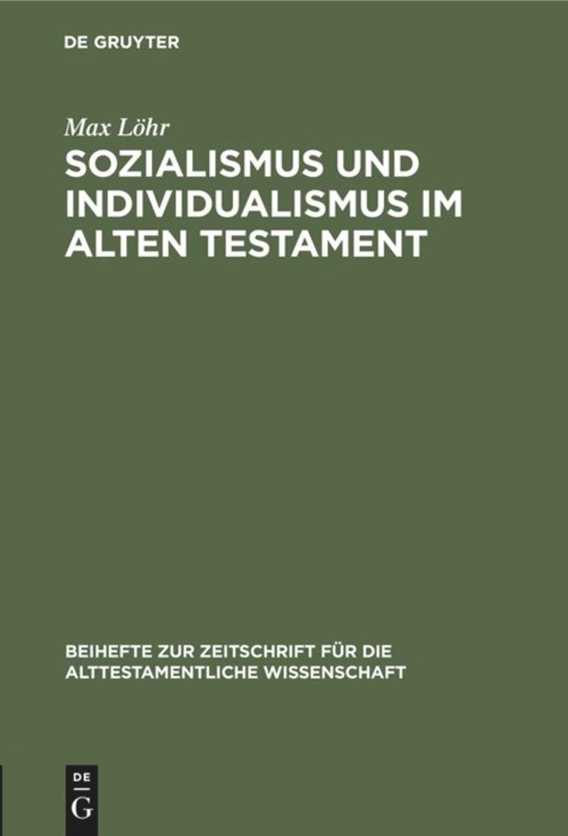 book: Sozialismus und Individualismus im Alten Testament