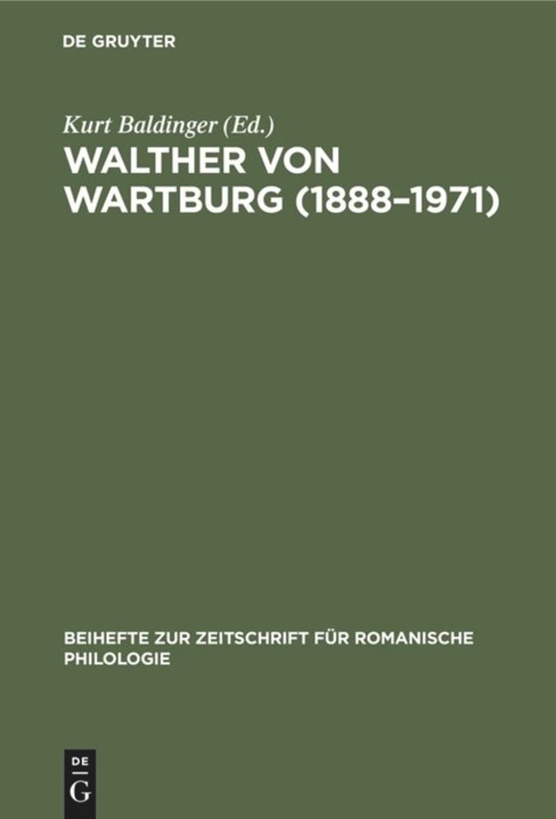 book: Walther von Wartburg (1888–1971)