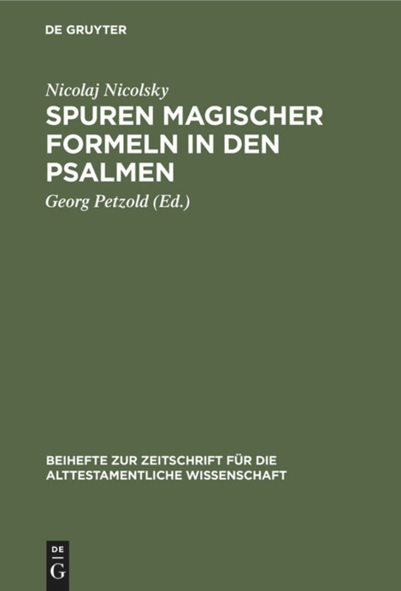 book: Spuren magischer Formeln in den Psalmen