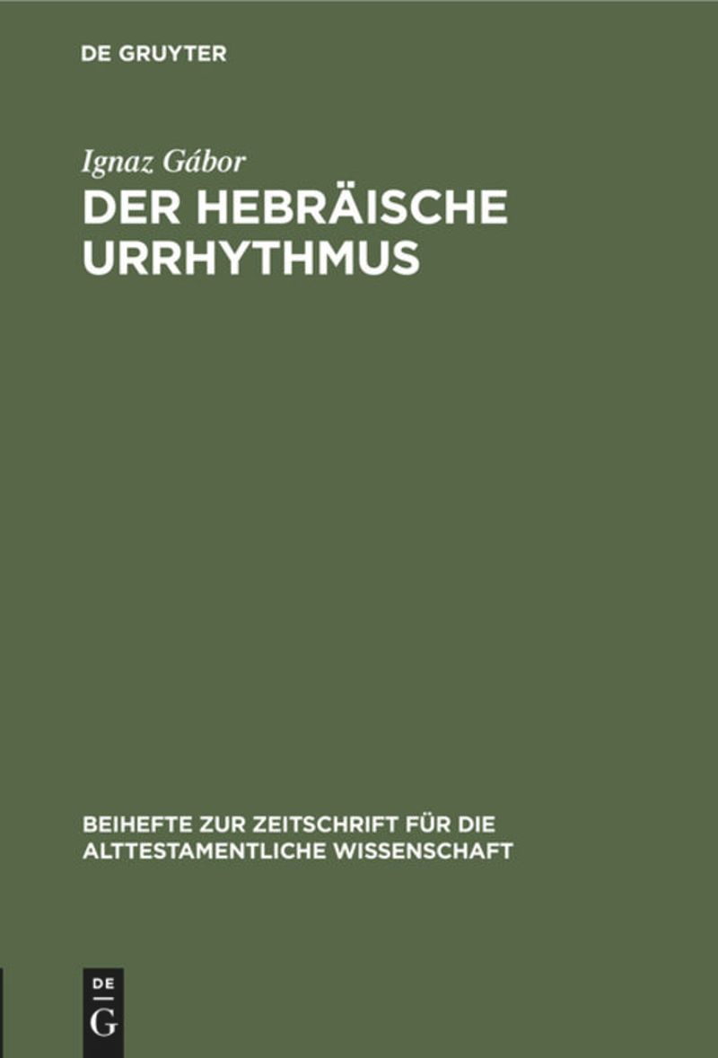 book: Der hebräische Urrhythmus