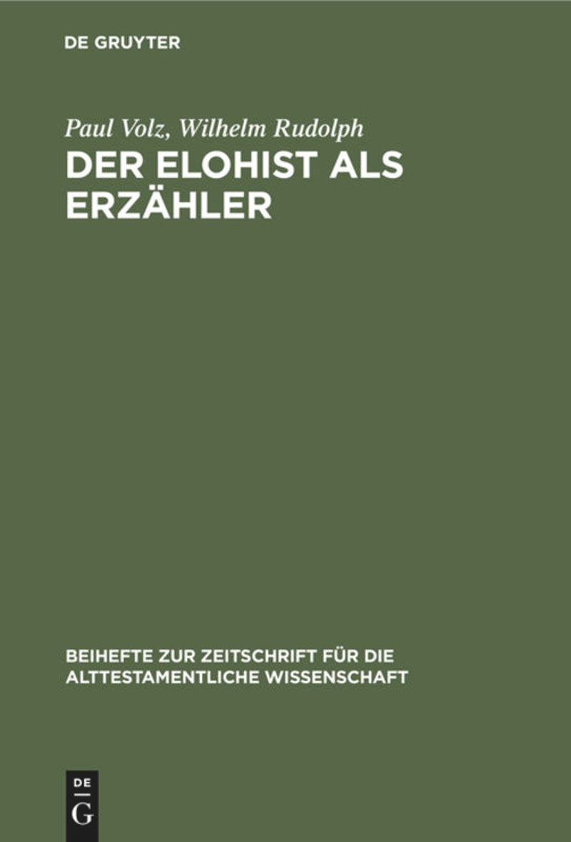 book: Der Elohist als Erzähler