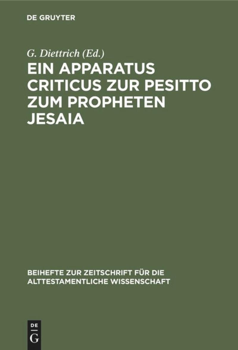 book: Ein Apparatus criticus zur Pesitto zum Propheten Jesaia