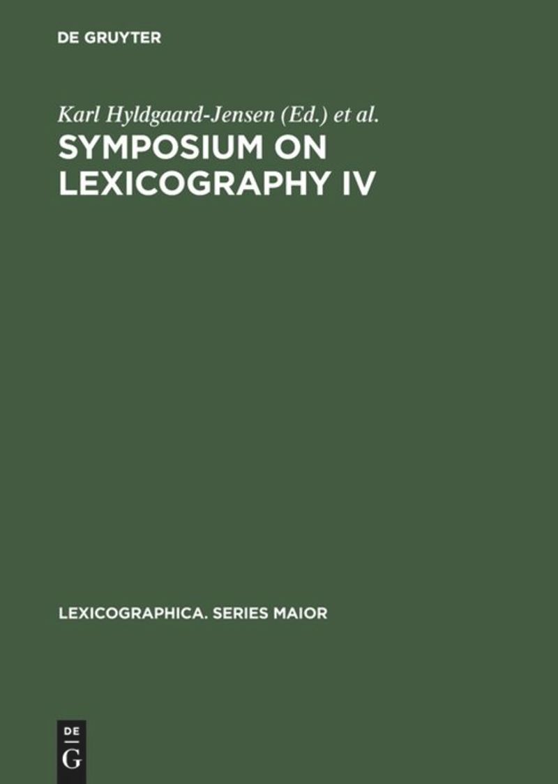 book: Symposium on Lexicography IV