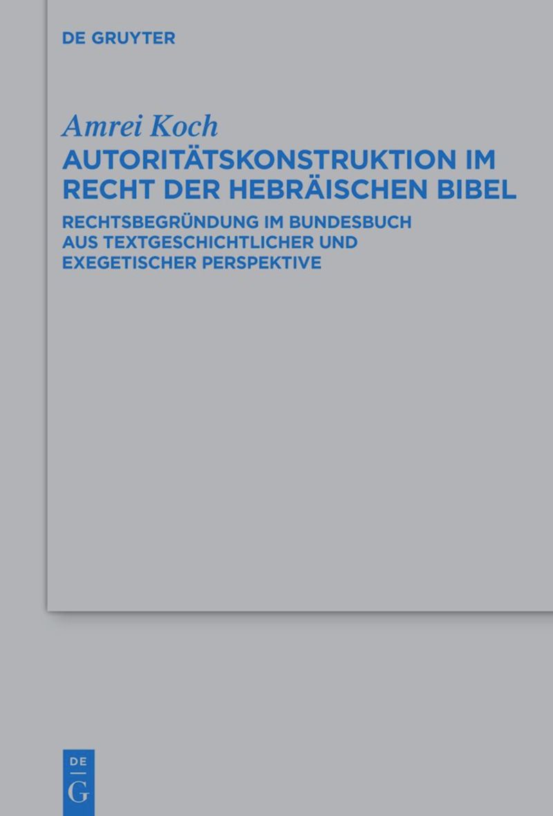 book: Autoritätskonstruktion im Recht der Hebräischen Bibel