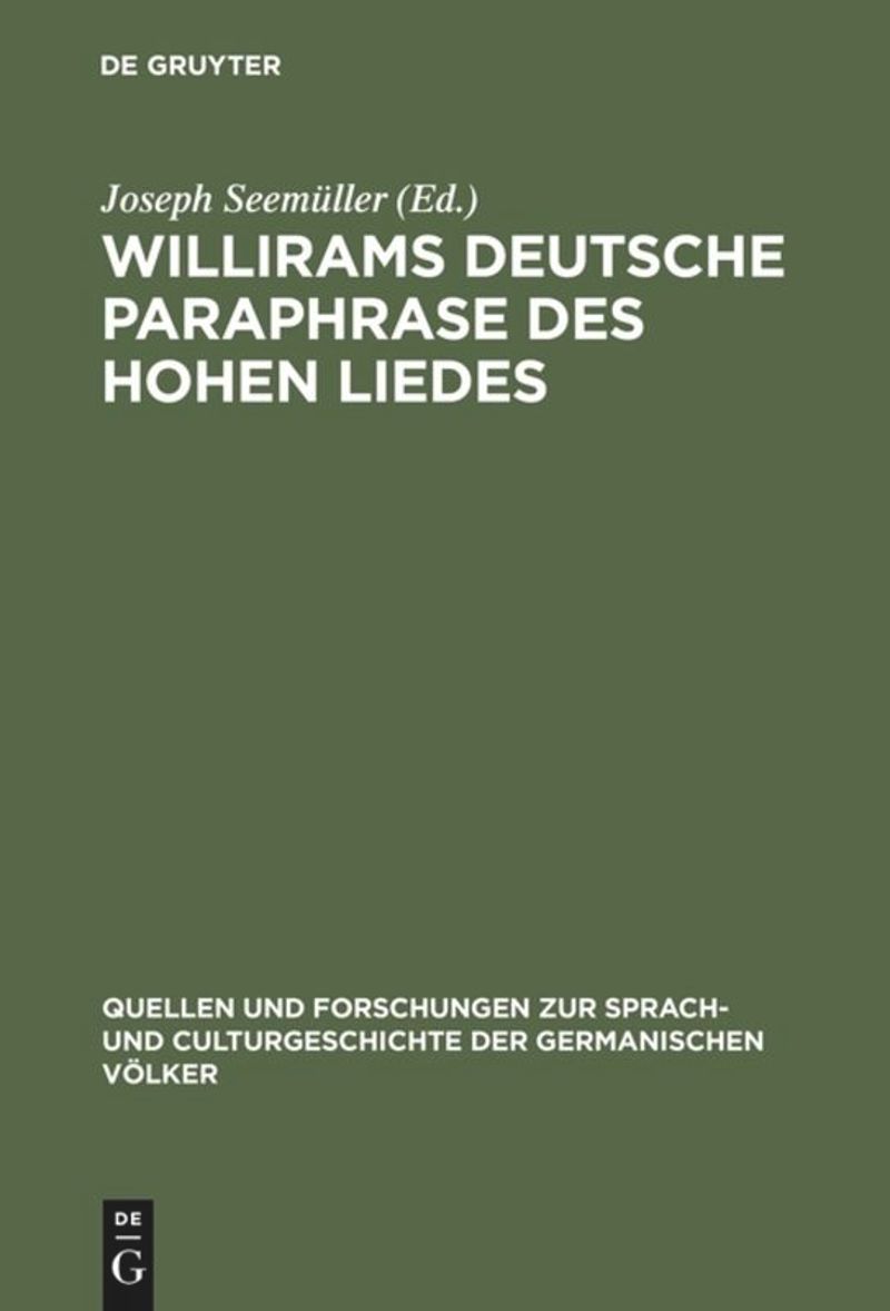 book: Willirams deutsche Paraphrase des Hohen Liedes