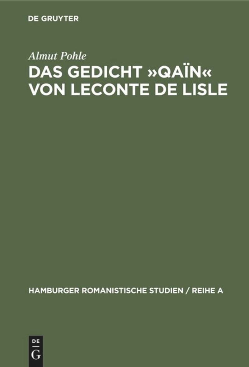 book: Das Gedicht »Qaïn« von Leconte de Lisle