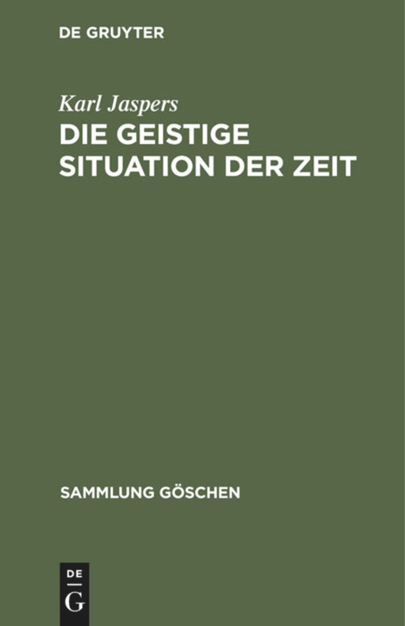book: Die geistige Situation der Zeit
