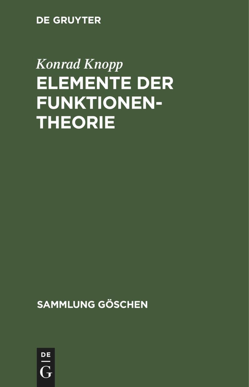 book: Elemente der Funktionentheorie