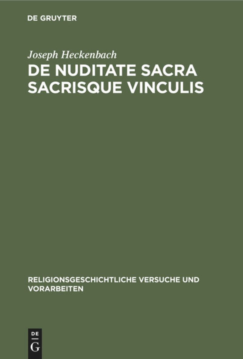 book: De nuditate sacra sacrisque vinculis